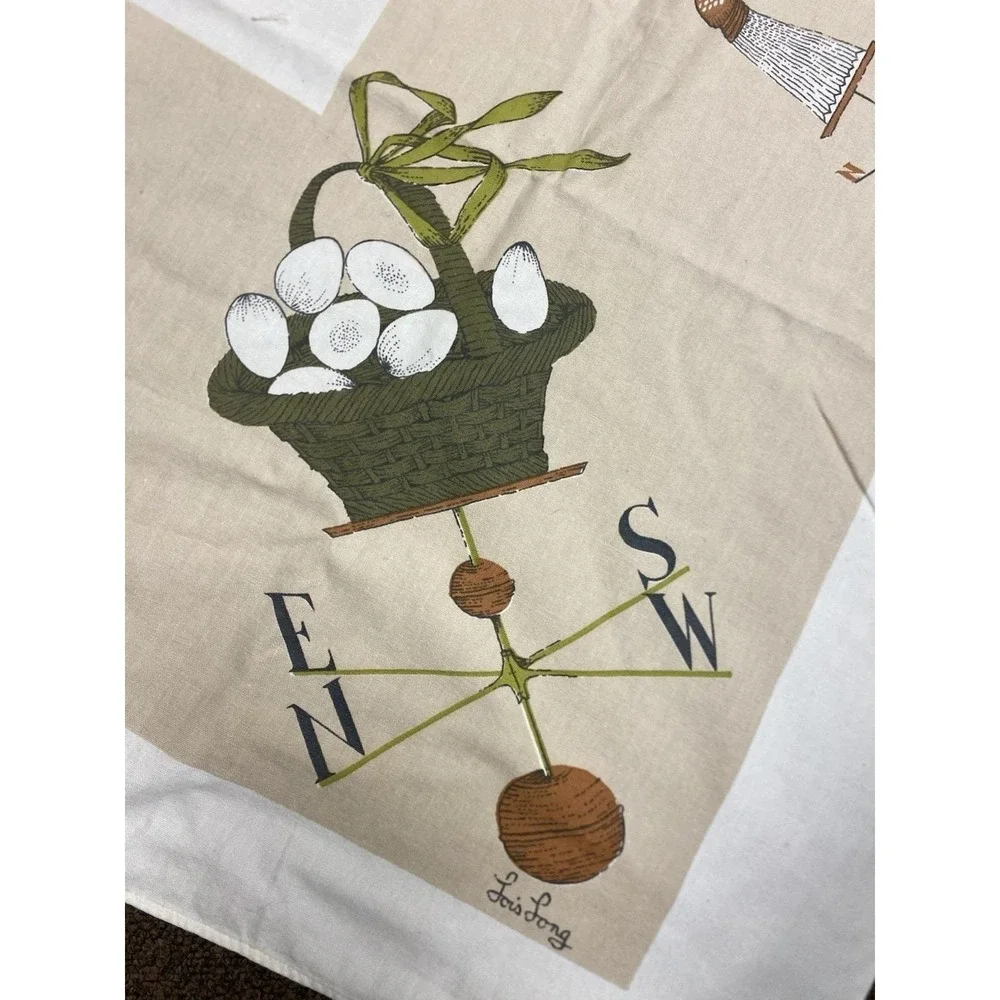 Vintage MCM Lois Long Linen Tablecloth 64